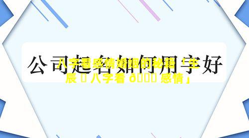 八字看感情婚姻的秘籍「生辰 ☘ 八字看 🐘 感情」